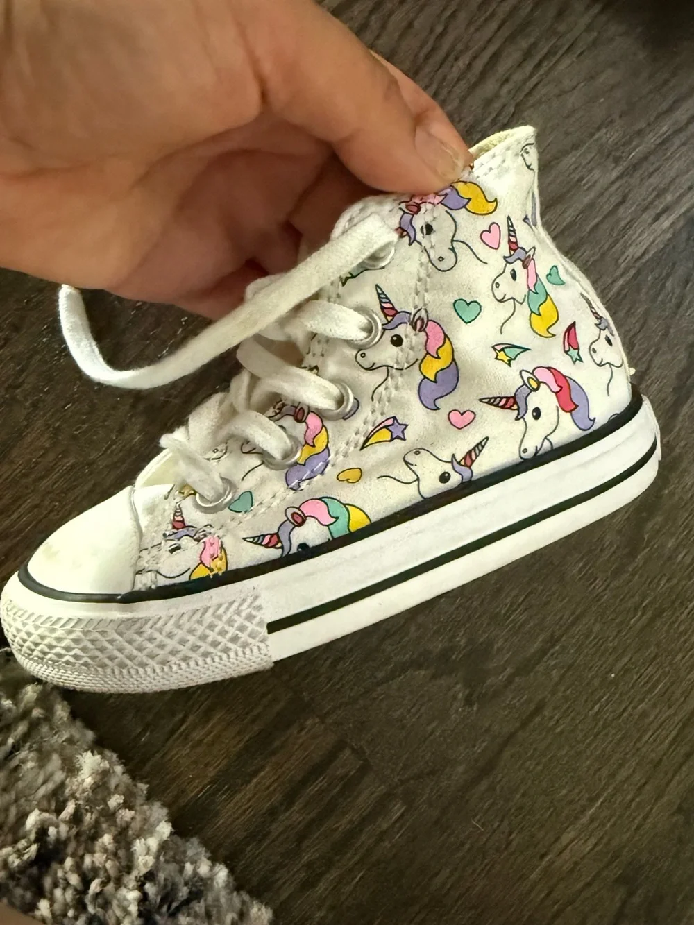 Converse Kids White High-Top Sneakers with Rainbow Graphic